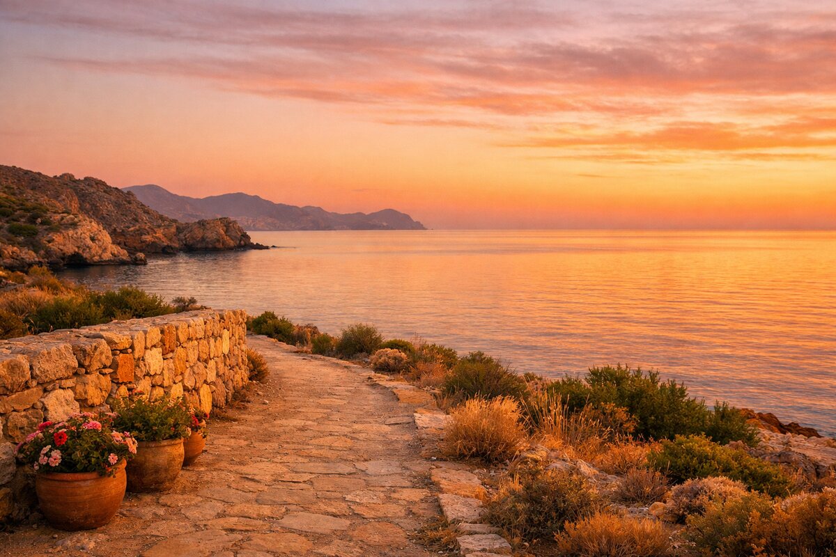 The Costa Blanca coastline at sunset