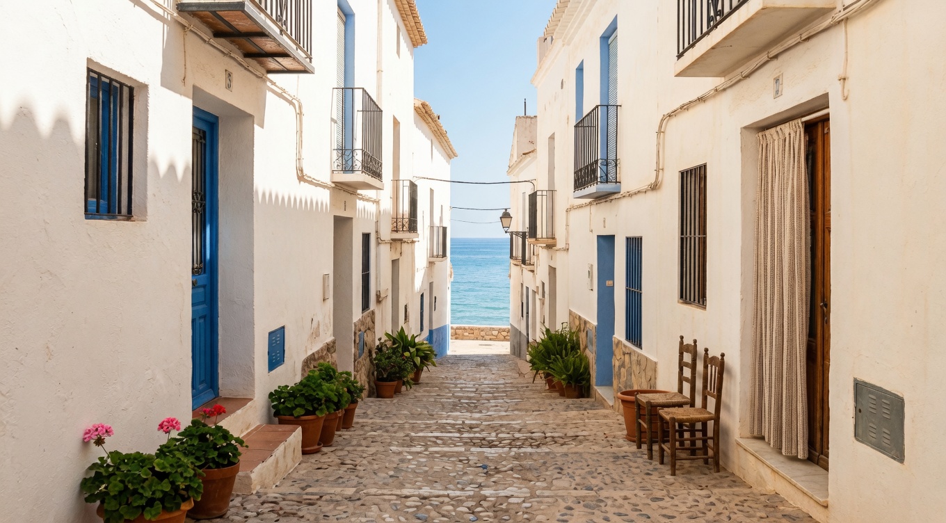 A whitewashed village street on the Costa Blanca